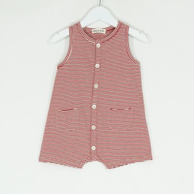 Baby Achille Jumpsuit Natural Red Stripes by Babe & Tess