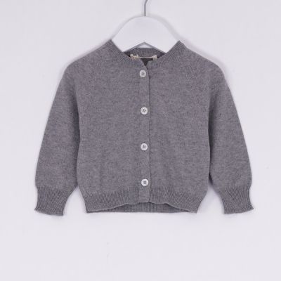 Cotton and Cashmere Baby Cardigan Grey Melange by Babe & Tess