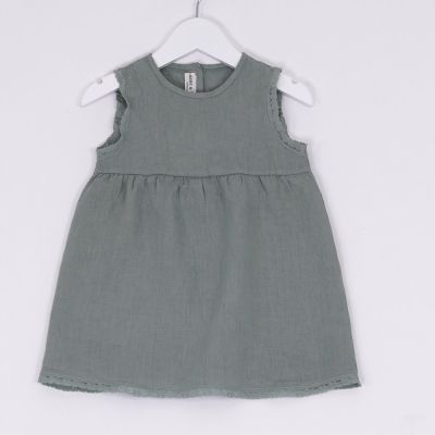 Linen Baby Dress Lily Menta by Babe & Tess