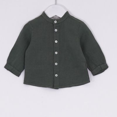 Linen Baby Shirt Coreana Forest by Babe & Tess