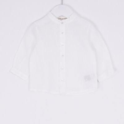 Linen Baby Shirt Coreana White by Babe & Tess