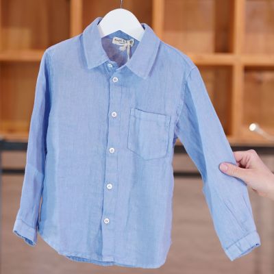 Linen Classic Shirt Cielo by Babe & Tess-4Y