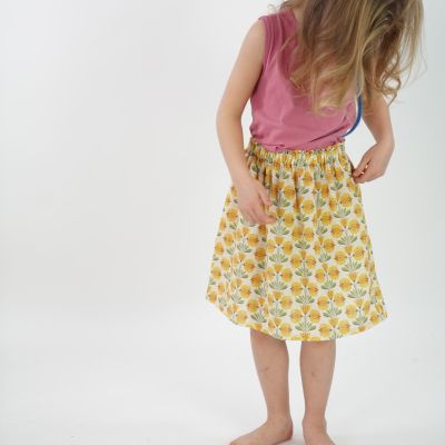 Linen Midi Skirt Caterina Flower Print by Babe & Tess