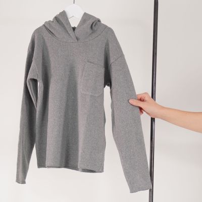 Soft Hooded Sport Knit Grey Melange by Babe & Tess-4Y