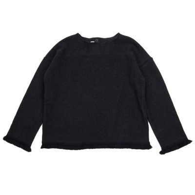 Soft Jersey Sweater with Frayed Details Anthracite by Babe & Tess