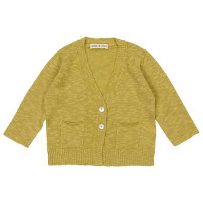 Baby Linen and Cotton Cardigan Ochre by Babe & Tess