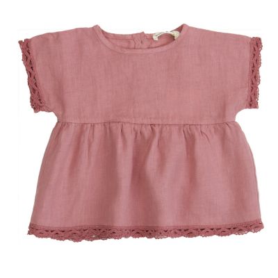 Wide Baby Linen Blouse Rose by Babe & Tess