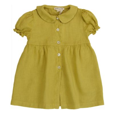 Long Linen Baby Dress Lemon by Babe & Tess-9M