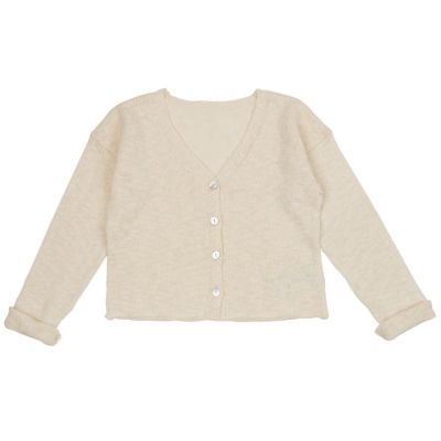 Cotton and Linen Cardigan Ecru by Babe & Tess-3Y