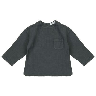 Baby Linen Shirt Anthracite by Babe & Tess-3M