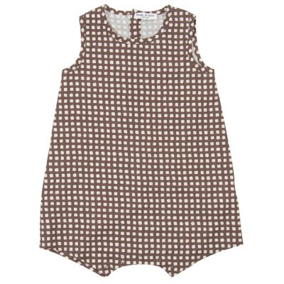 Baby Sleeveless Overall White/Brown Check by Babe & Tess