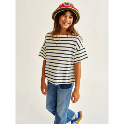 Wide and Cropped T-Shirt Vassy Blue Stripes by Bellerose