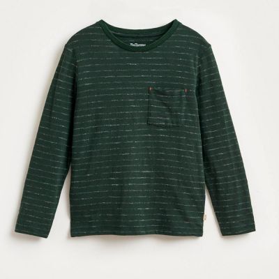 T-Shirt Maldo Green Grey Stripes by Bellerose-4Y