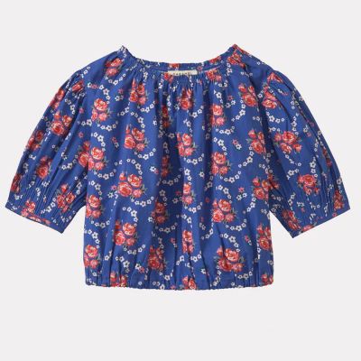 Queens Park Blouse Rose Posy Print Blue by Caramel