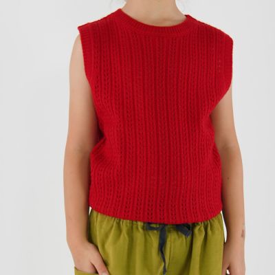 Wool and Cashmere Vest Mocho Bright Red by Caramel