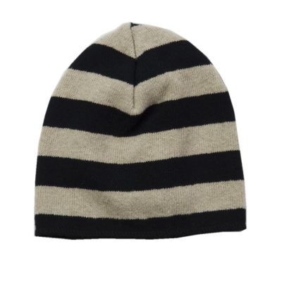 Soft Jersey Baby Beanie Natural/Black Striped-3M