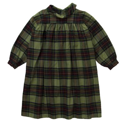Long Flannel Dress Magma Army Check by Morley-4Y