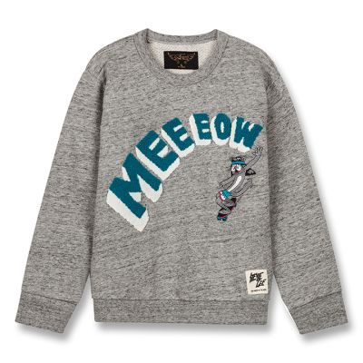 Sweatshirt Brian Heather Grey Meow by Finger in the Nose-4/5Y