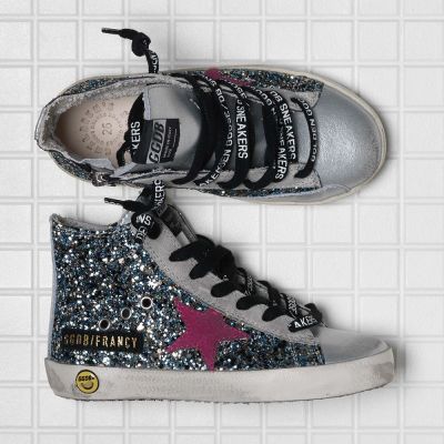 Sneakers Francy Silver Blue Glitter Fuxia Star by Golden Goose Deluxe Brand-31EU