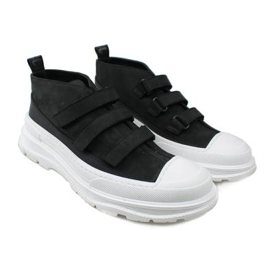 Black Leather Sneakers with Velcro by Gallucci