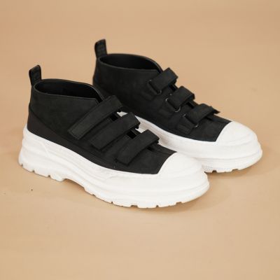 Black Leather Sneakers with Velcro by Gallucci