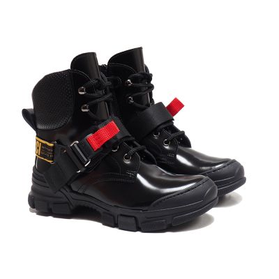 Leather Boots Black Red Flag by Gallucci-24EU
