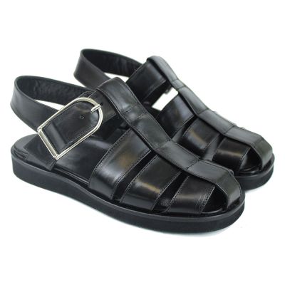 Leather Closed Sandals Black by Gallucci