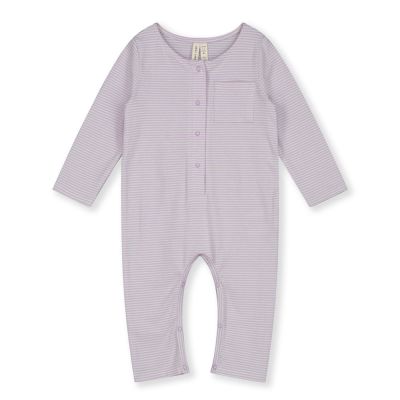 Baby Long-Sleeved Playsuit Purple Haze Cream Striped by Gray Label-3M