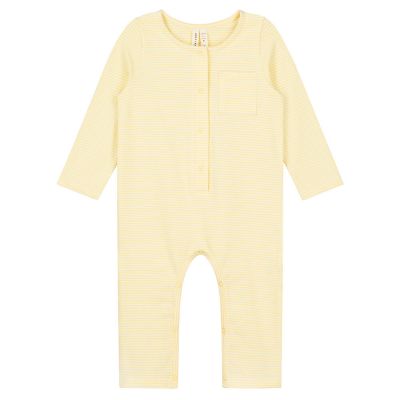 Baby Playsuit Mellow Yellow/Cream Stripes by Gray Label-3M