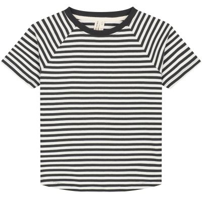 Crewneck Tee Nearly Black Off-White Striped by Gray Label