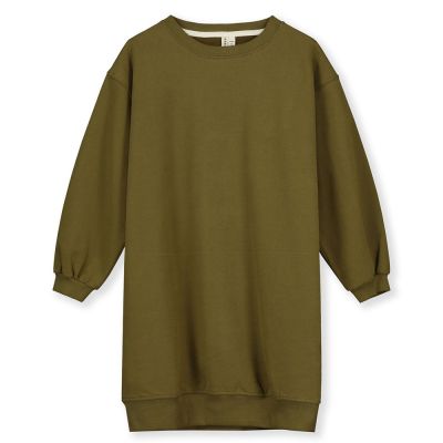 Dropped Shoulder Dress Olive Green by Gray Label-4Y