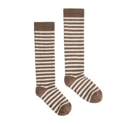 Long Ribbed Socks Brownie/Cream by Gray Label