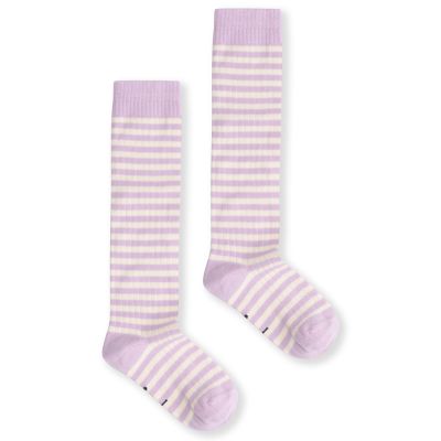 Long Ribbed Socks Purple Haze Off-White Striped by Gray Label