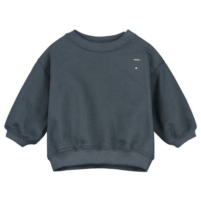 Organic Cotton Baby Dropped Shoulder Sweater Blue Grey by Gray Label-3M