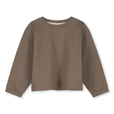 Organic Cotton Cropped Sweatshirt Brownie by Gray Label
