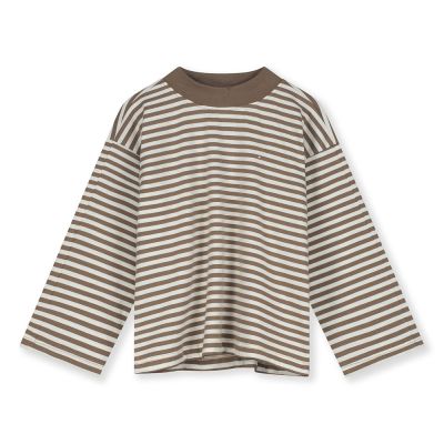 Organic Cotton High Neck LS Tee Brownie Off-White by Gray Label-3Y
