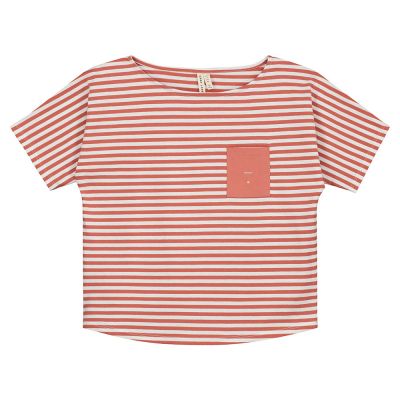 Baby Pocket Tee Faded Red Off-White Striped by Gray Label-18M