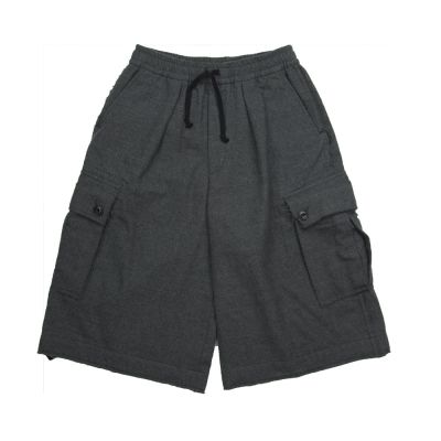 Wool and Cotton Short Cargo Pants Light Grey by Gris-12Y
