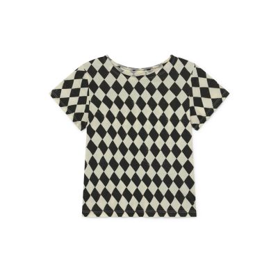 Soft Diamond T-Shirt Black and Cream by Little Creative Factory-4Y