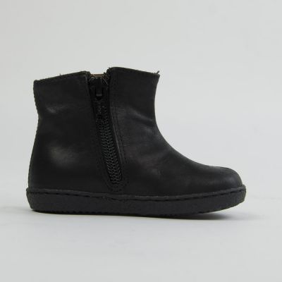 Leather Baby Boots With Zip Black by Pepe Children Shoes-19EU