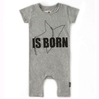 Baby Playsuit with Embroidered Star Grey by nununu