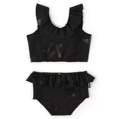Ruffled Bikini with Star Print Black by nununu-4/5Y