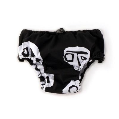 Baby Diaper Swim Trunks with Rowdy Masks Print by nununu