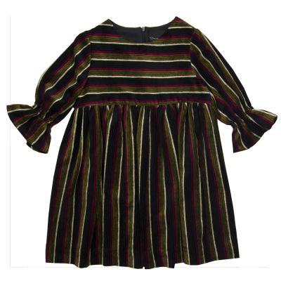 Velvet Dress Multicolored Stripes by Oscar de la Renta-4Y