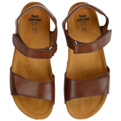Two Con Me - Sandals Velcro Closure Brown by Pepe Children Shoes
