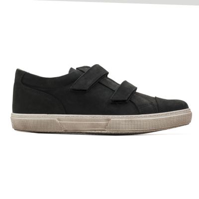 Leather Sneakers with Velcro Nubuck Black by Pepe Children Shoes