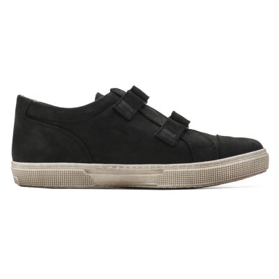 Leather Sneakers with Velcro Nubuck Black by Pepe Children Shoes-26EU