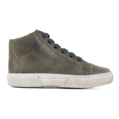 High Top Leather Sneakers Modena Grey by Pepe Children Shoes-26EU