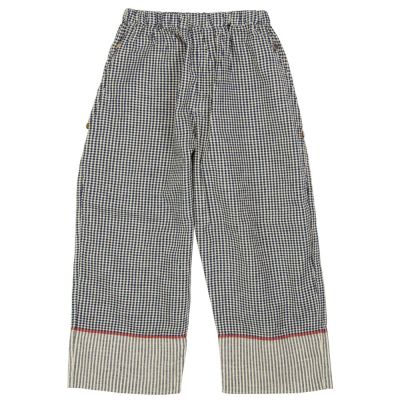 Linen Trousers Fine Blue Check by Pero