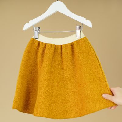 Woolen Boucle Skirt Mustard by Petit du Role-4Y